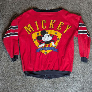 VINTAGE Disney JG Hook Varsity Mickey Mouse Cardigan Sweater unisex medium M red
